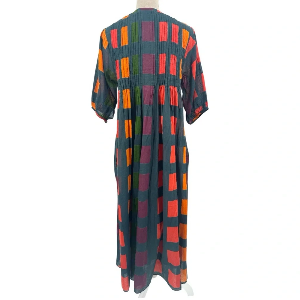 Dolma Skye Dress Geometric Block Printed Petrol Size M Medium Boho Relaxed Fit - Picture 8 of 15